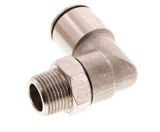 14mm x R3/8'' 90deg Elbow Push-in Fitting with Male Threads Brass FKM Rotatable