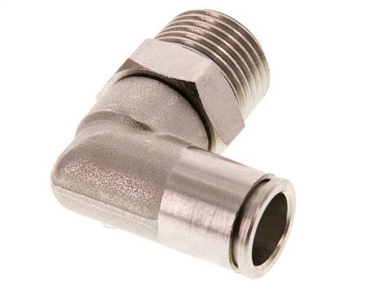 12mm x R1/2'' 90deg Elbow Push-in Fitting with Male Threads Brass FKM Rotatable