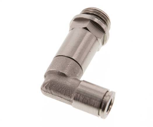 6mm x G1/4'' 90deg Elbow Push-in Fitting with Male Threads Brass NBR Long Sleeve Rotatable [2 Pieces]