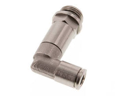 6mm x G1/4'' 90deg Elbow Push-in Fitting with Male Threads Brass NBR Long Sleeve Rotatable [2 Pieces]