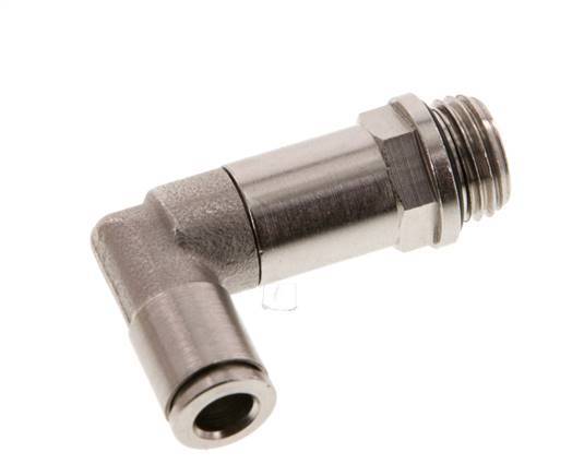6mm x G1/4'' 90deg Elbow Push-in Fitting with Male Threads Brass NBR Long Sleeve Rotatable [2 Pieces]