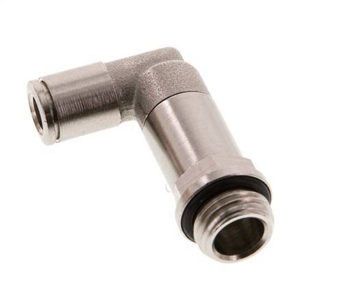 6mm x G1/4'' 90deg Elbow Push-in Fitting with Male Threads Brass NBR Long Sleeve Rotatable [2 Pieces]