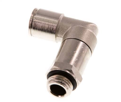 10mm x G1/4'' 90deg Elbow Push-in Fitting with Male Threads Brass NBR Long Sleeve Rotatable