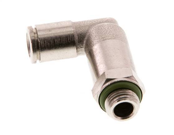 6mm x G1/8'' 90deg Elbow Push-in Fitting with Male Threads Brass FKM Long Sleeve