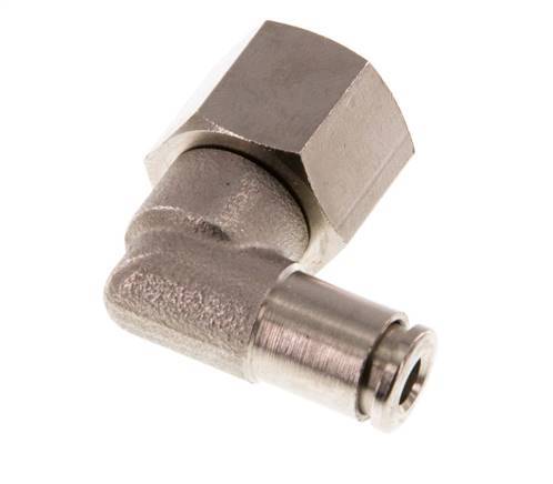 4mm x G1/4'' 90deg Elbow Push-in Fitting with Female Threads Brass NBR Rotatable [2 Pieces]