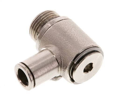 8mm x G3/8'' 90deg Elbow L-shape Push-in Fitting with Male Threads Brass NBR Rotatable