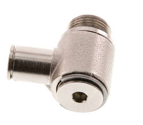 8mm x G3/8'' 90deg Elbow L-shape Push-in Fitting with Male Threads Brass NBR Rotatable