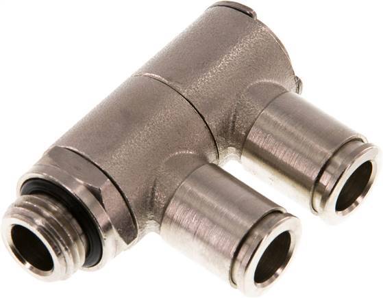 8mm x G1/4'' 2-way Manifold Push-in Fitting with Male Threads Brass NBR Rotatable