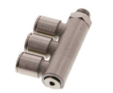8mm x G1/8'' 3-way Manifold Push-in Fitting with Male Threads Brass NBR Rotatable