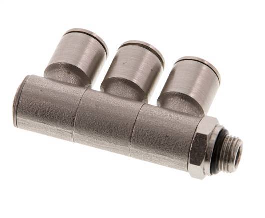 8mm x G1/8'' 3-way Manifold Push-in Fitting with Male Threads Brass NBR Rotatable