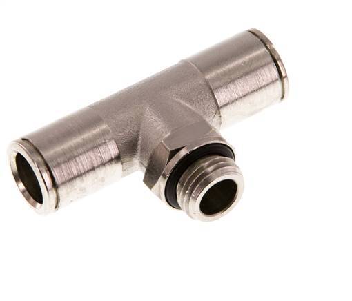 10mm x G1/4'' Inline Tee Push-in Fitting with Male Threads Brass NBR Rotatable