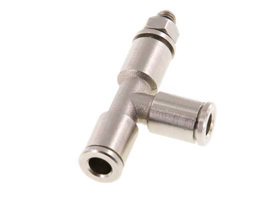 5mm x M 5 Right Angle Tee Push-in Fitting with Male Threads Brass NBR Rotatable