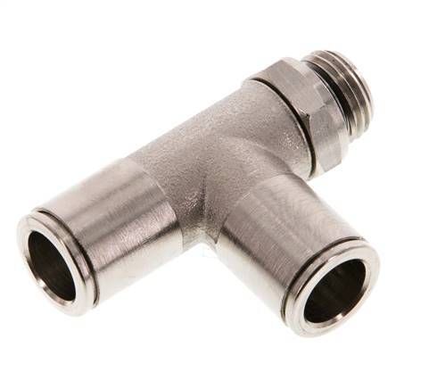 10mm x G1/4'' Right Angle Tee Push-in Fitting with Male Threads Brass NBR Rotatable