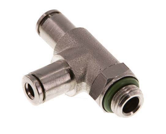 4mm x G1/8'' Right Angle Tee Push-in Fitting with Male Threads Brass FKM Rotatable