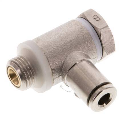 Flow Control Valve Meter-Out Elbow 4 mm - G1/8'' Brass Slotted Screw Banjo