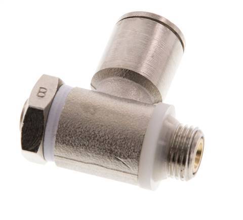 Flow Control Valve Meter-Out Elbow 8 mm - G1/8'' Brass Slotted Screw Banjo