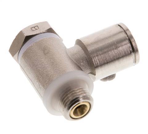 Flow Control Valve Meter-Out Elbow 8 mm - G1/8'' Brass Slotted Screw Banjo