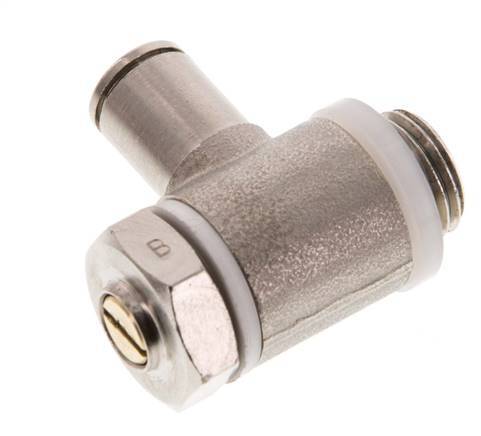 Flow Control Valve Meter-Out Elbow 6 mm - G1/4'' Brass Slotted Screw Banjo
