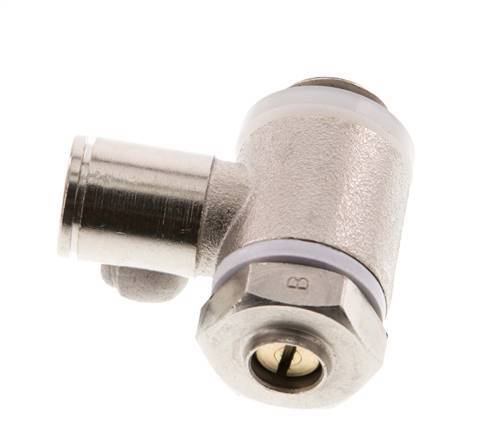 Flow Control Valve Meter-Out Elbow 8 mm - G1/4'' Brass Slotted Screw Banjo