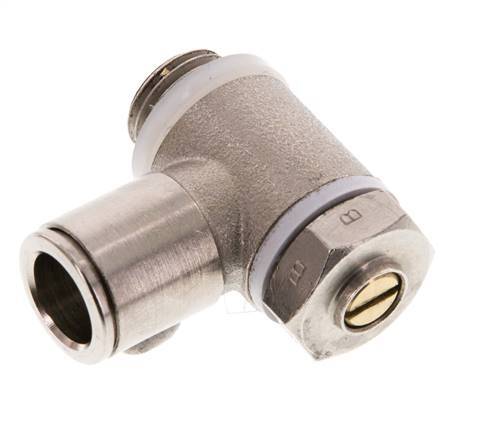 Flow Control Valve Meter-Out Elbow 10 mm - G1/4'' Brass Slotted Screw Banjo