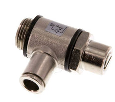 Flow Control Valve Meter-Out Elbow 8 mm - G3/8'' Brass Slotted Screw Banjo