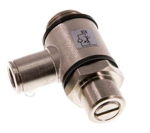 Flow Control Valve Meter-Out Elbow 8 mm - G3/8'' Brass Slotted Screw Banjo