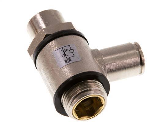 Flow Control Valve Meter-Out Elbow 8 mm - G3/8'' Brass Slotted Screw Banjo