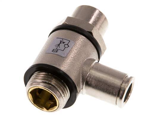 Flow Control Valve Meter-Out Elbow 8 mm - G3/8'' Brass Slotted Screw Banjo