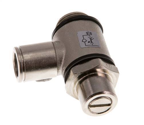 Flow Control Valve Meter-Out Elbow 10 mm - G3/8'' Brass Slotted Screw Banjo