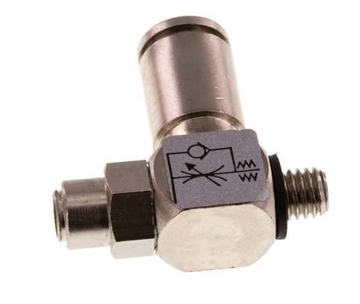 Flow Control Valve Meter-In Elbow 4 mm - M5 Brass Slotted Screw Banjo