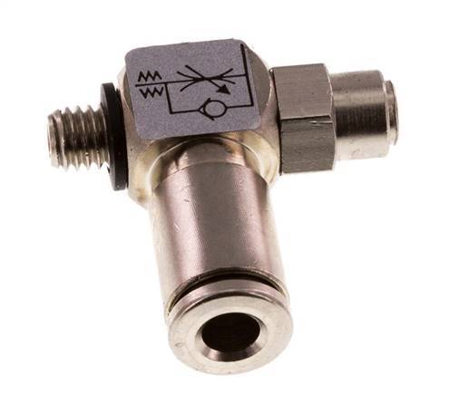 Flow Control Valve Meter-In Elbow 4 mm - M5 Brass Slotted Screw Banjo