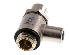 Flow Control Valve Meter-In Elbow 8 mm - G3/8'' Brass Slotted Screw Banjo
