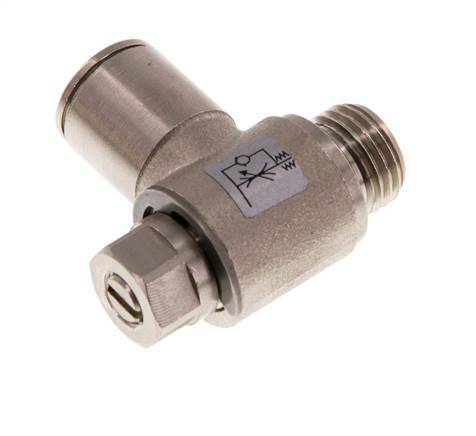 Flow Control Valve Meter-Out Elbow 10 mm - G1/4'' Brass Slotted Screw
