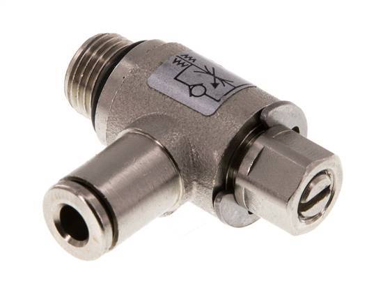 Flow Control Valve Meter-In Elbow 4 mm - G1/8'' Brass Slotted Screw