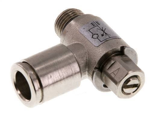 Flow Control Valve Meter-In Elbow 8 mm - G1/8'' Brass Slotted Screw