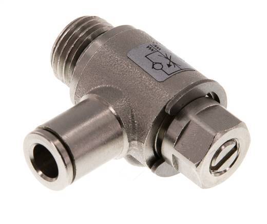 Flow Control Valve Meter-In Elbow 6 mm - G1/4'' Brass Slotted Screw