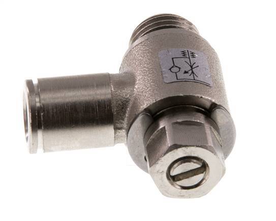 Flow Control Valve Meter-In Elbow 8 mm - G1/4'' Brass Slotted Screw