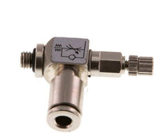 Flow Control Valve Meter-Out Elbow 4 mm - M5 Brass Knurled Screw