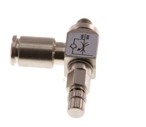 Flow Control Valve Meter-Out Elbow 4 mm - M5 Brass Knurled Screw