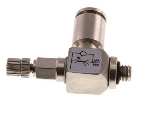 Flow Control Valve Meter-Out Elbow 4 mm - M5 Brass Knurled Screw