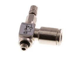 Flow Control Valve Meter-Out Elbow 6 mm - M5 Brass Knurled Screw