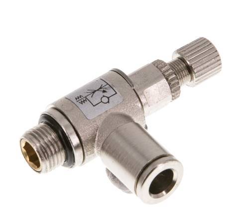 Flow Control Valve Meter-Out Elbow 6 mm - G1/8'' Brass Knurled Screw