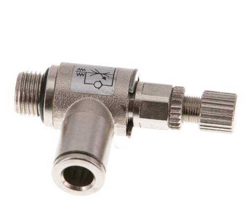 Flow Control Valve Meter-Out Elbow 6 mm - G1/8'' Brass Knurled Screw