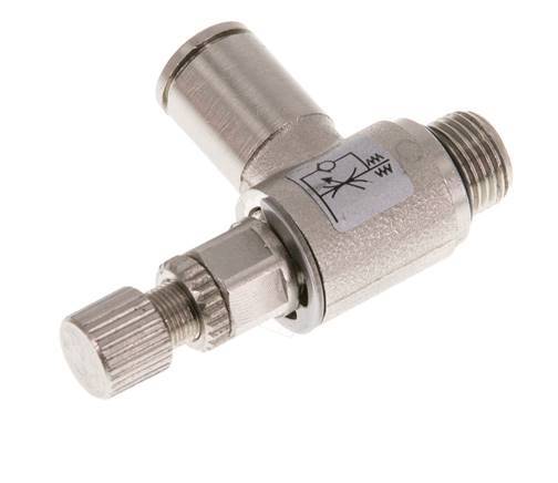 Flow Control Valve Meter-Out Elbow 6 mm - G1/8'' Brass Knurled Screw