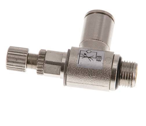 Flow Control Valve Meter-Out Elbow 6 mm - G1/8'' Brass Knurled Screw