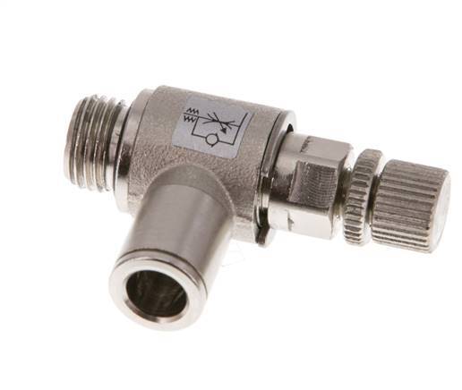 Flow Control Valve Meter-Out Elbow 8 mm - G1/4'' Brass Knurled Screw