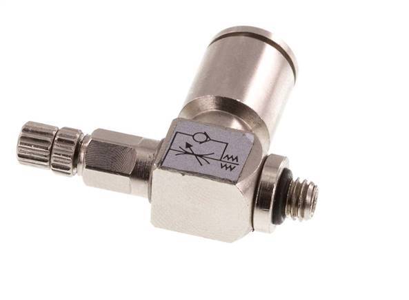 Flow Control Valve Meter-In Elbow 6 mm - M5 Brass Knurled Screw