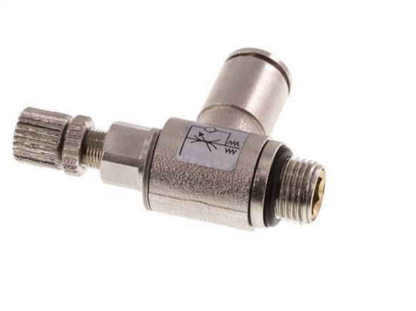 Flow Control Valve Meter-In Elbow 6 mm - G1/8'' Brass Knurled Screw