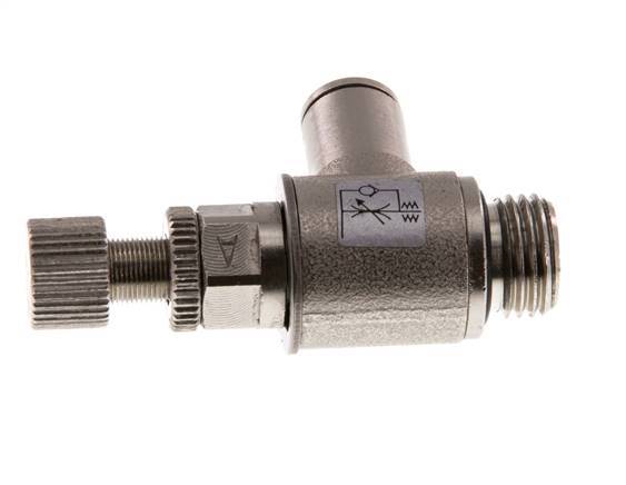 Flow Control Valve Meter-In Elbow 6 mm - G1/4'' Brass Knurled Screw