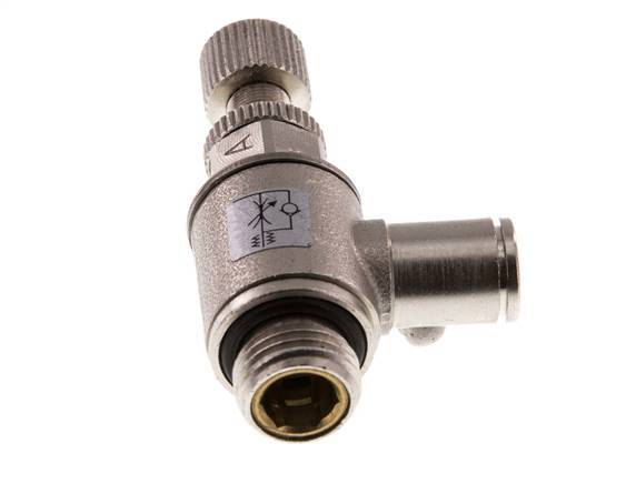 Flow Control Valve Meter-In Elbow 6 mm - G1/4'' Brass Knurled Screw
